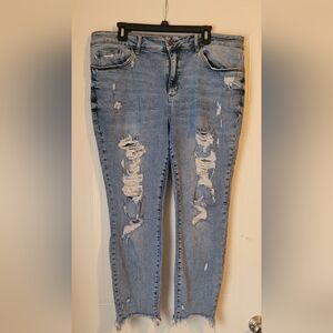 Judy Blue Light Blue Distressed Skinny Jeans
